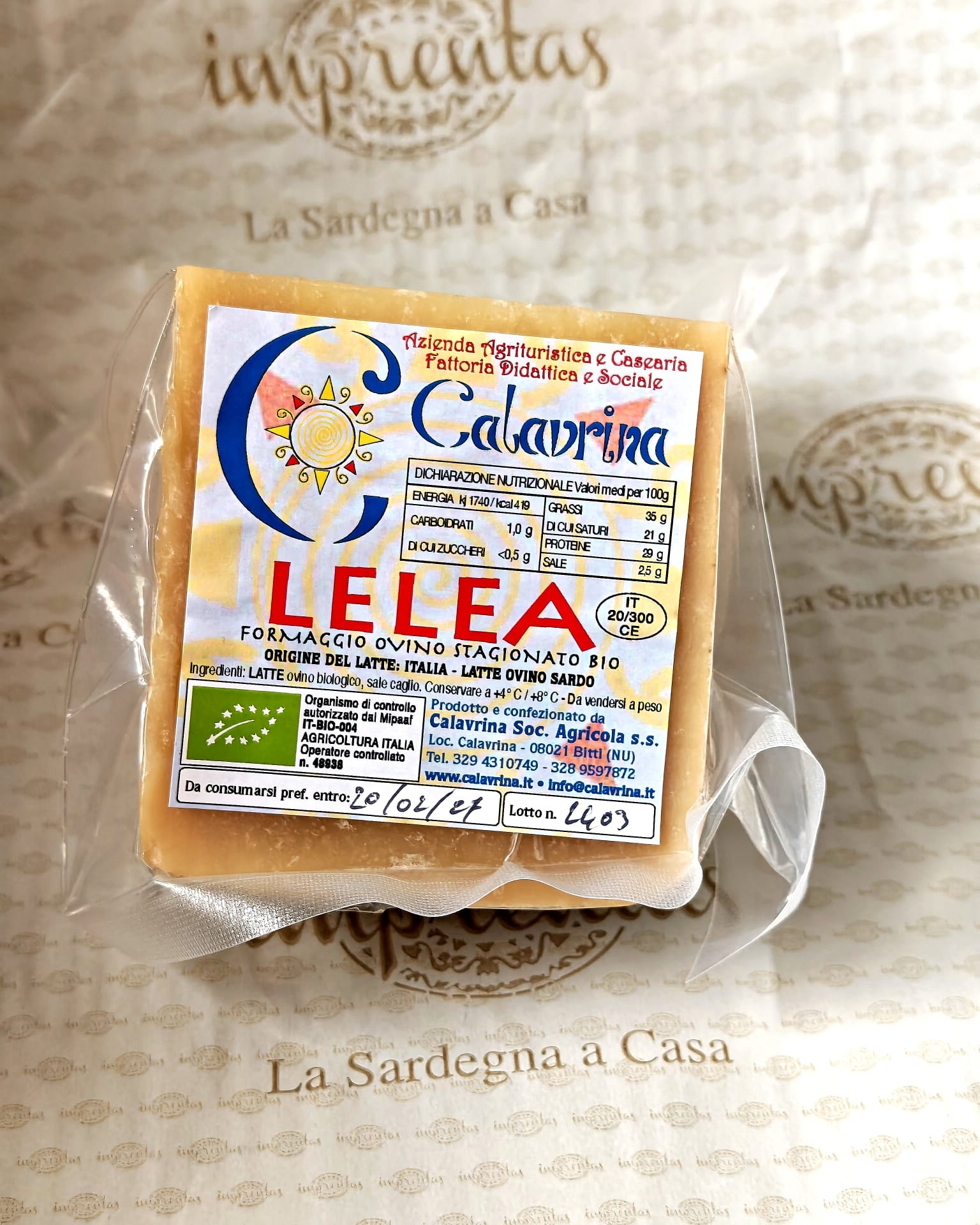 Pecorino Bio Lelea 500 gr circa - Minicaseif. Calavrina Bitti